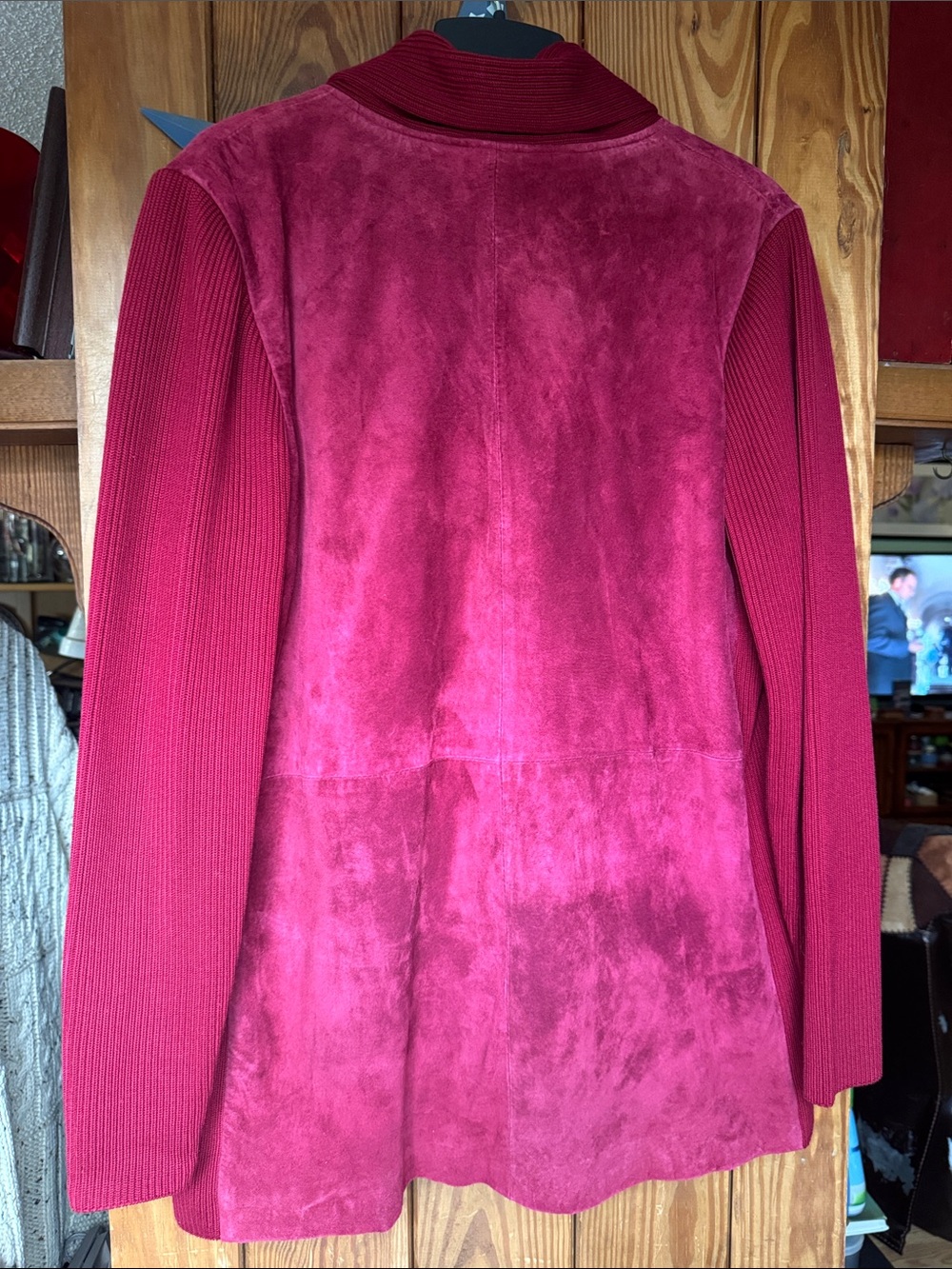 Linea by Louis Dell'Olio Cranberry Shawl-Collar Button Suede jacket - Picture 4 of 11